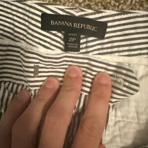 Banana Republic Black and White Striped Trousers